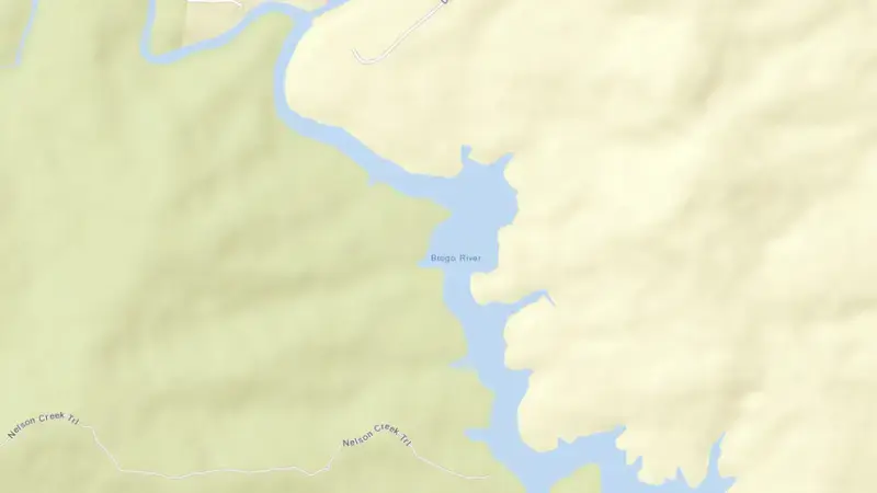 Road map of Brogo reservoir, New South Wales, Australia