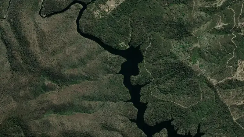 Satellite view of Brogo reservoir, New South Wales, Australia