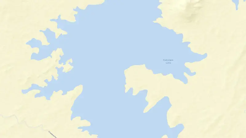 Road map of Burdekin Falls reservoir, Queensland, Australia