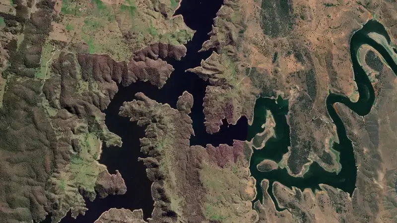 Satellite view of Burrinjuck reservoir, New South Wales, Australia