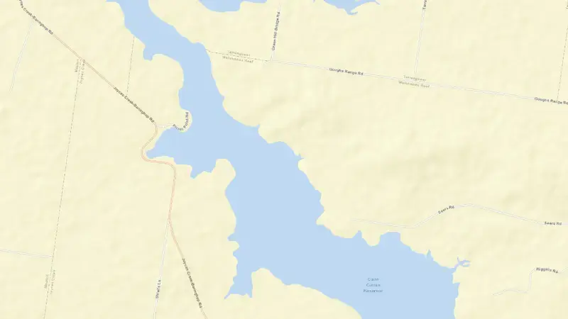 Road map of Cairn Curran Reservoir reservoir, Victoria, Australia