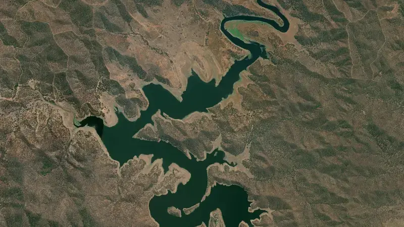 Satellite view of Cania reservoir, Queensland, Australia
