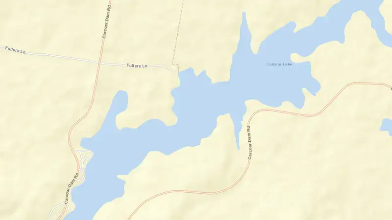 Road map of Carcoar reservoir, New South Wales, Australia