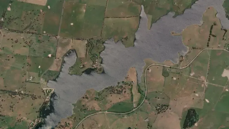 Satellite view of Carcoar reservoir, New South Wales, Australia