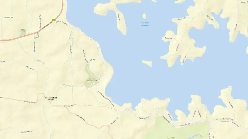 Road map of Cardinia reservoir, Victoria, Australia