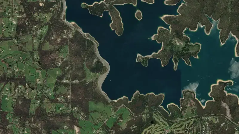 Satellite view of Cardinia reservoir, Victoria, Australia