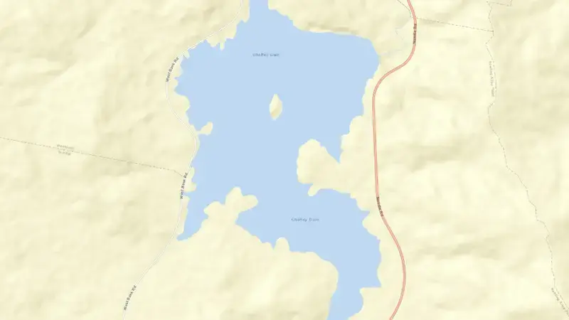 Road map of Chaffey reservoir, New South Wales, Australia