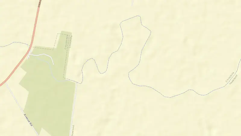 Road map of Chinchilla Weir reservoir, Queensland, Australia