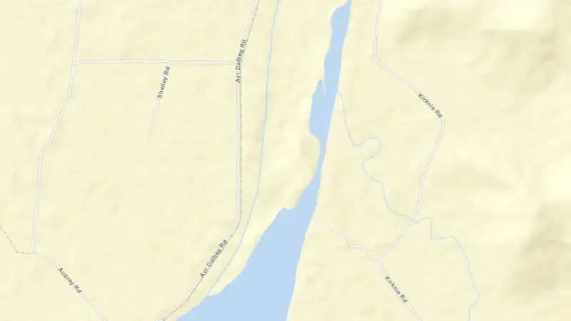 Road map of Clare Weir reservoir, Queensland, Australia