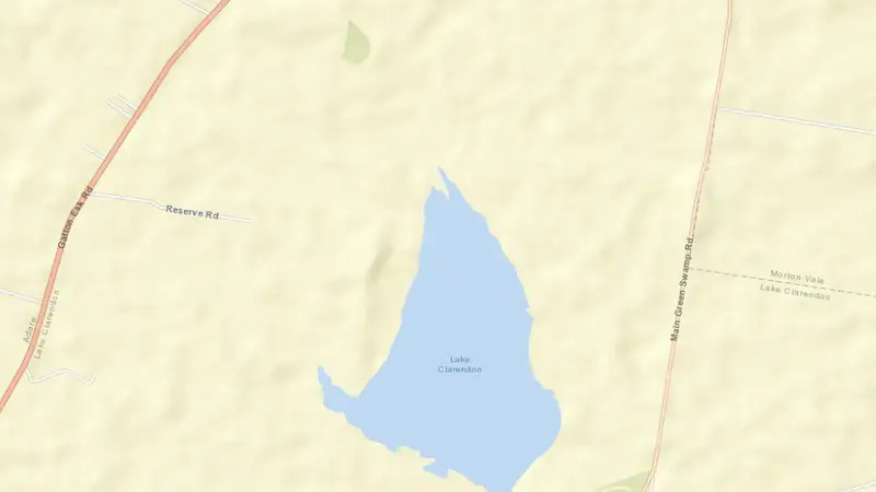 Road map of Clarendon reservoir, Queensland, Australia