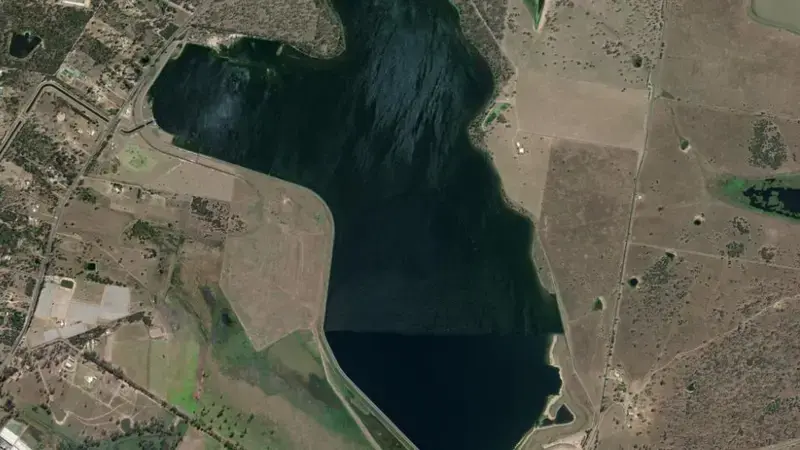 Satellite view of Clarendon reservoir, Queensland, Australia