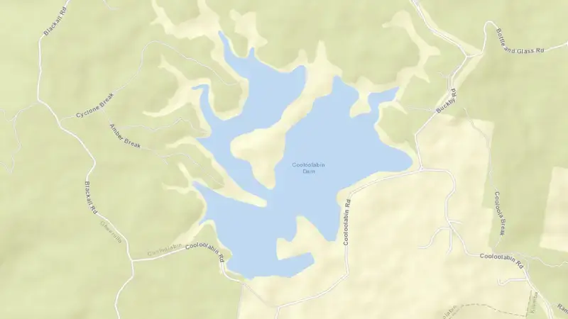 Road map of Cooloolabin reservoir, Queensland, Australia