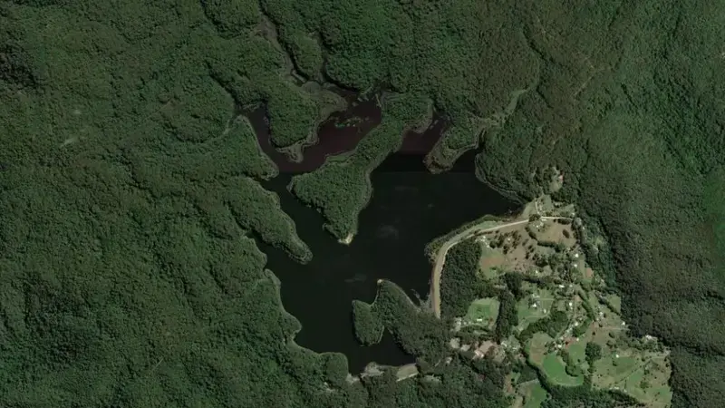 Satellite view of Cooloolabin reservoir, Queensland, Australia