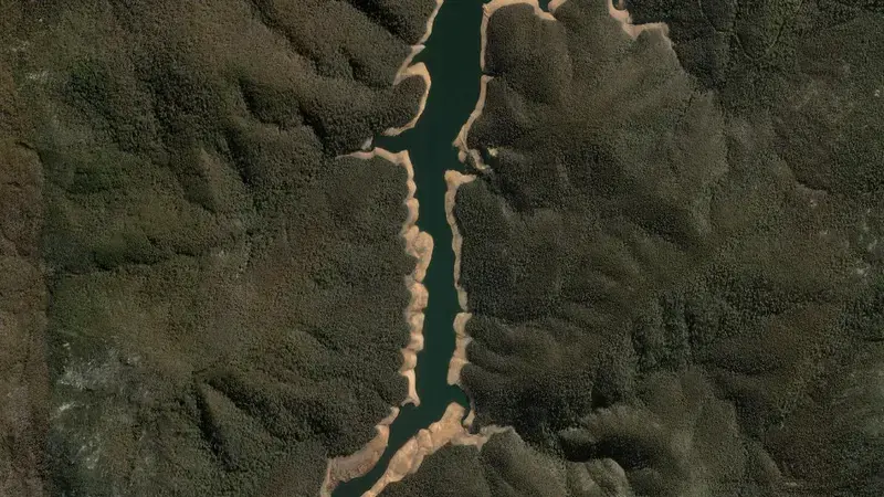 Satellite view of Corin reservoir, Australian Capital Territory, Australia