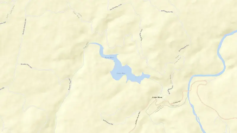 Road map of Cotter reservoir, Australian Capital Territory, Australia