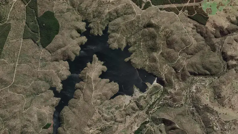 Satellite view of Cotter reservoir, Australian Capital Territory, Australia