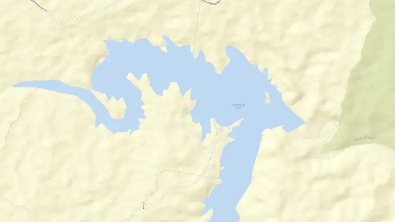 Road map of Cressbrook Creek reservoir, Queensland, Australia