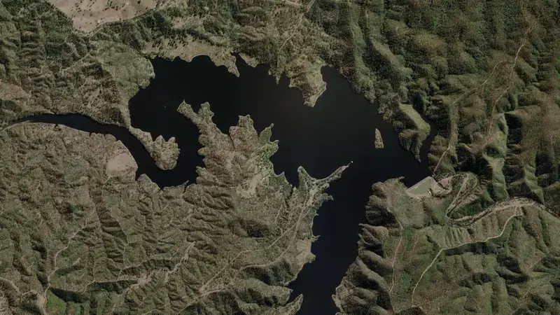 Satellite view of Cressbrook Creek reservoir, Queensland, Australia