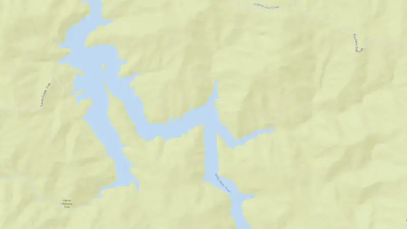 Road map of Dartmouth reservoir, Victoria, Australia