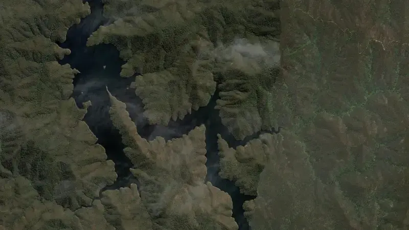 Satellite view of Dartmouth reservoir, Victoria, Australia