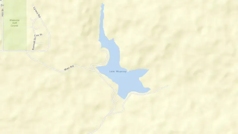 Road map of Drakes Brook reservoir, Western Australia, Australia
