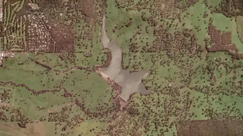 Satellite view of Drakes Brook reservoir, Western Australia, Australia