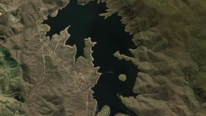 Satellite view of Eungella reservoir, Queensland, Australia