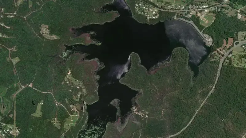 Satellite view of Ewen Maddock reservoir, Queensland, Australia