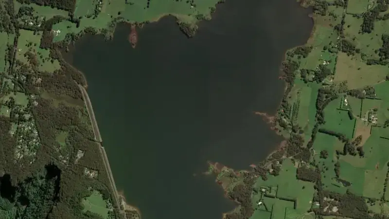 Satellite view of Fitzroy Falls reservoir, New South Wales, Australia