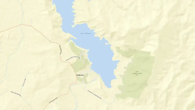 Road map of Glenbawn reservoir, New South Wales, Australia