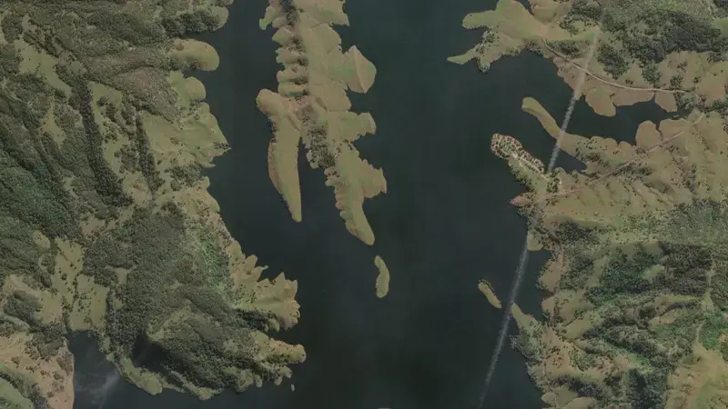 Satellite view of Glennies Creek reservoir, New South Wales, Australia