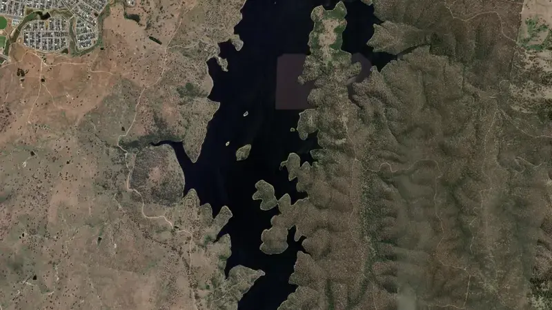 Satellite view of Googong reservoir, New South Wales, Australia
