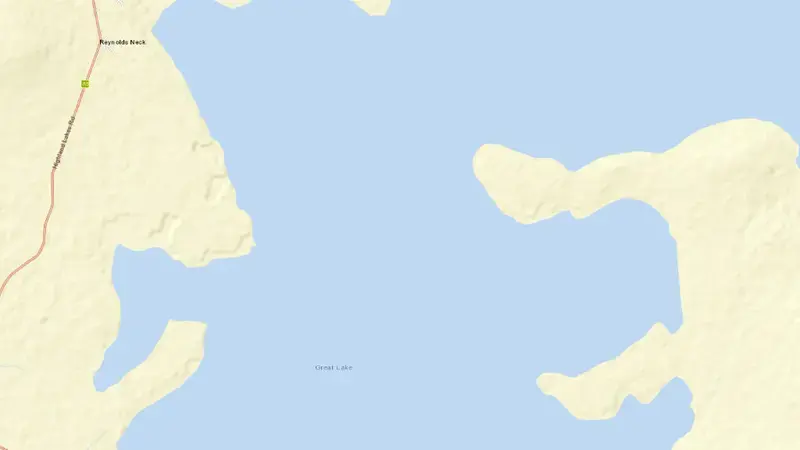 Road map of Great Lake reservoir, Tasmania, Australia