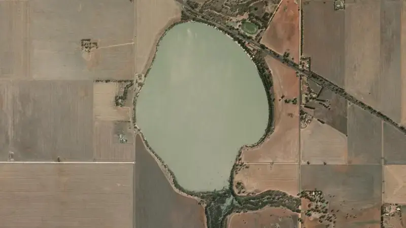 Satellite view of Green Lake reservoir, Victoria, Australia