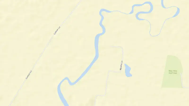 Road map of Gunidgera Weir reservoir, New South Wales, Australia