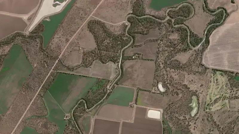 Satellite view of Gunidgera Weir reservoir, New South Wales, Australia