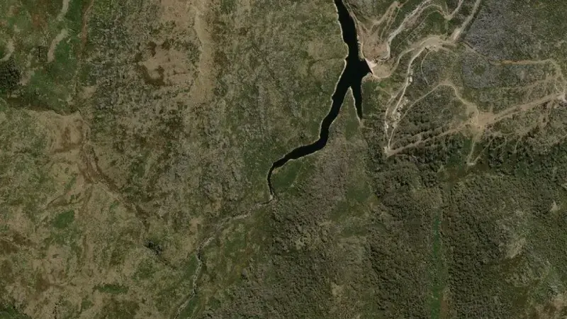 Satellite view of Guthega Pondage reservoir, New South Wales, Australia