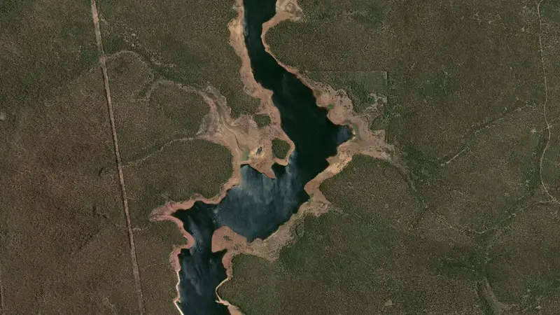 Satellite view of Harris reservoir, Western Australia, Australia