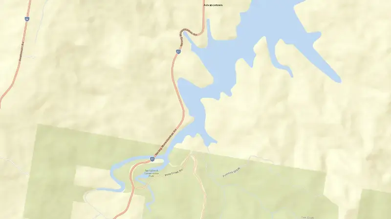 Road map of Hinze reservoir, Queensland, Australia