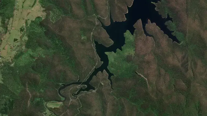 Satellite view of Hinze reservoir, Queensland, Australia