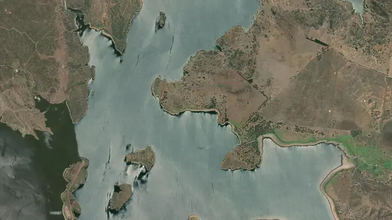 Satellite view of Keepit reservoir, New South Wales, Australia