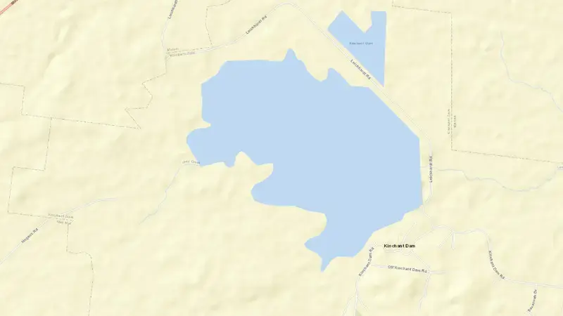 Road map of Kinchant reservoir, Queensland, Australia