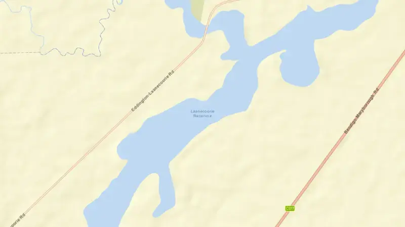 Road map of Laanecoorie Reservoir reservoir, Victoria, Australia