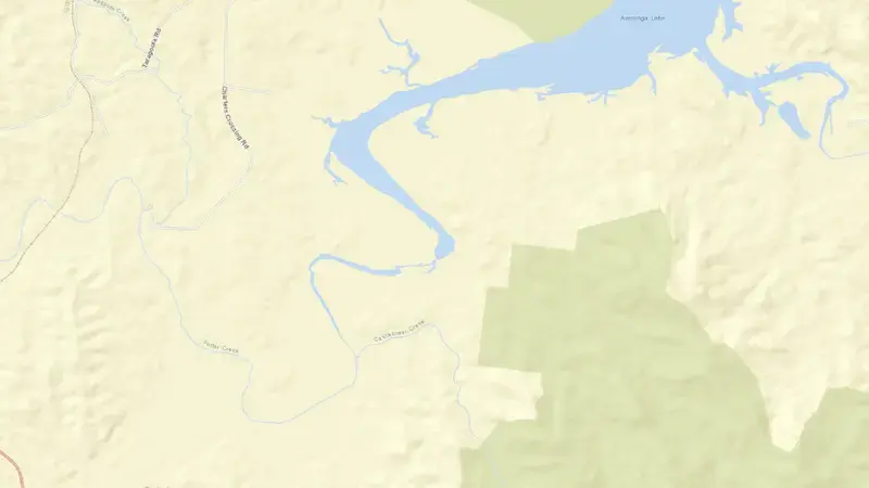 Road map of Lake Awoonga reservoir, Queensland, Australia