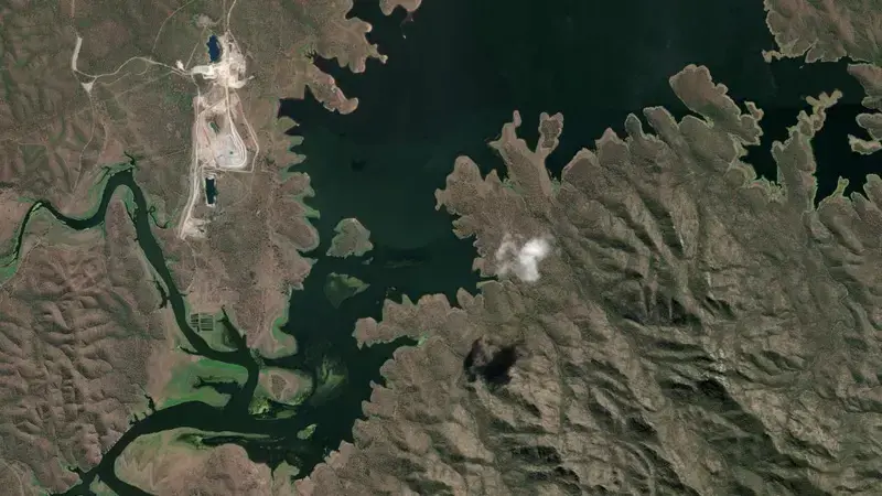 Satellite view of Lake Awoonga reservoir, Queensland, Australia