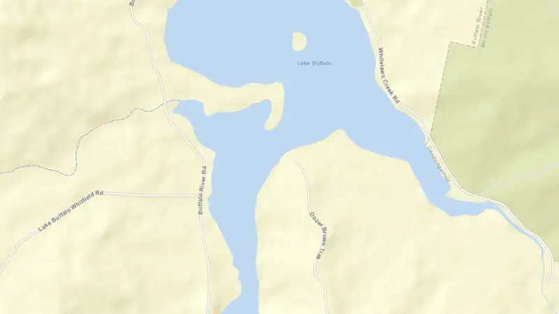 Road map of Lake Buffalo reservoir, Victoria, Australia
