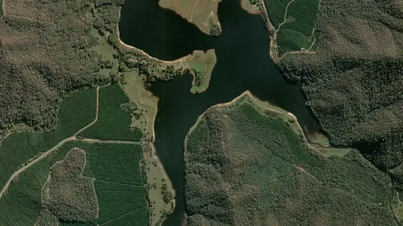 Satellite view of Lake Buffalo reservoir, Victoria, Australia