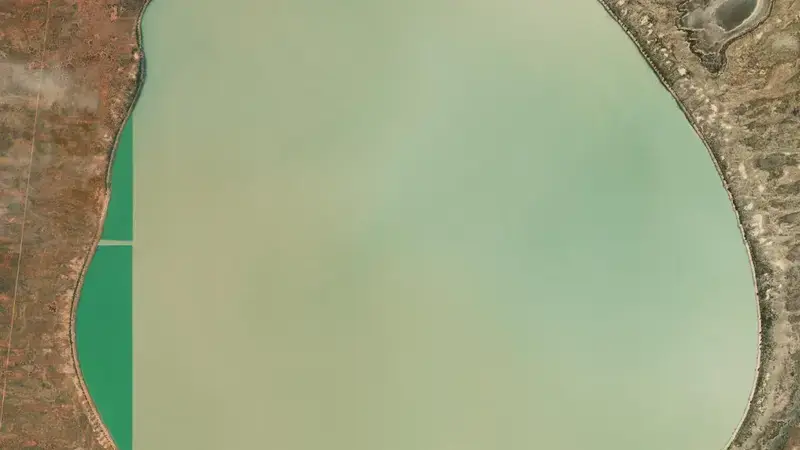 Satellite view of Lake Cawndilla reservoir, New South Wales, Australia