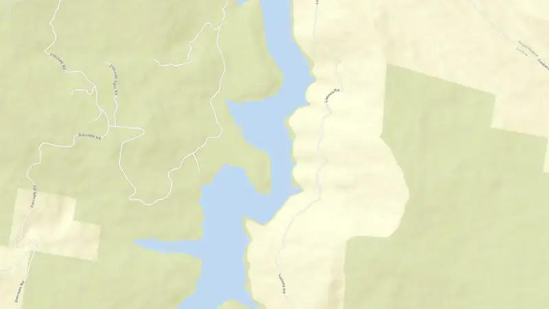 Road map of Lake Cethana reservoir, Tasmania, Australia