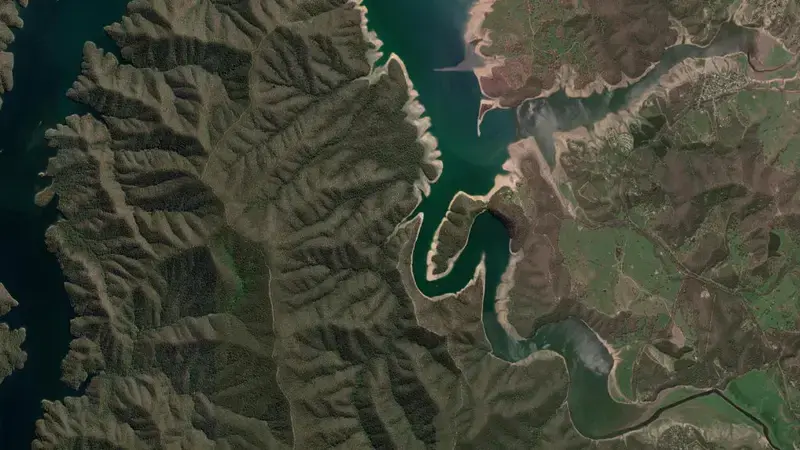 Satellite view of Lake Eildon reservoir, Victoria, Australia